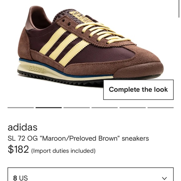 Adidas Women’s SL 72 OG in “Maroon/preloved brown” sneakers - Picture 6 of 6